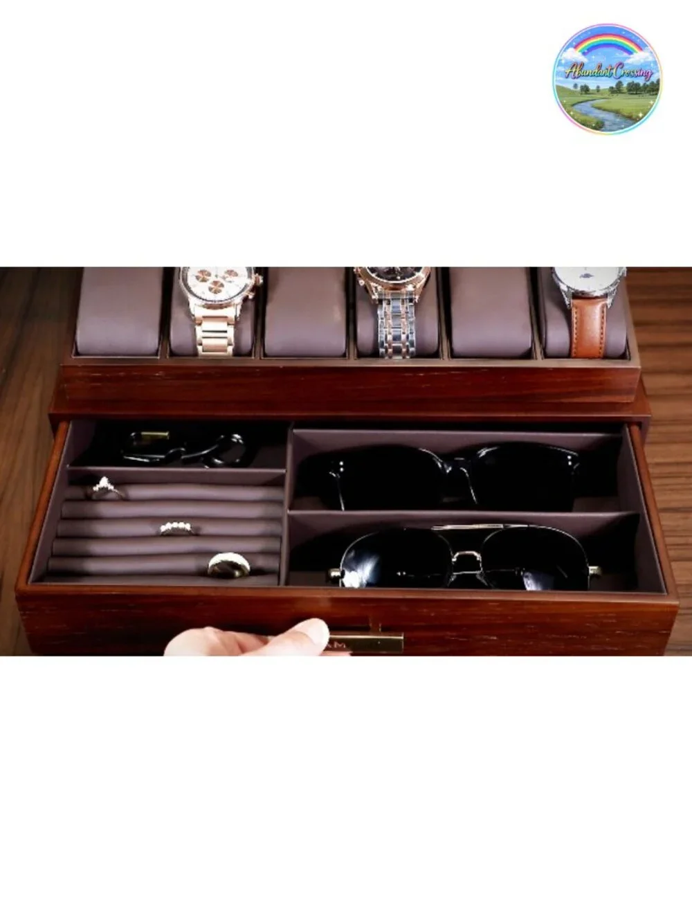 12 Slot Wooden Watch Case with Drawer Luxury Storage Box